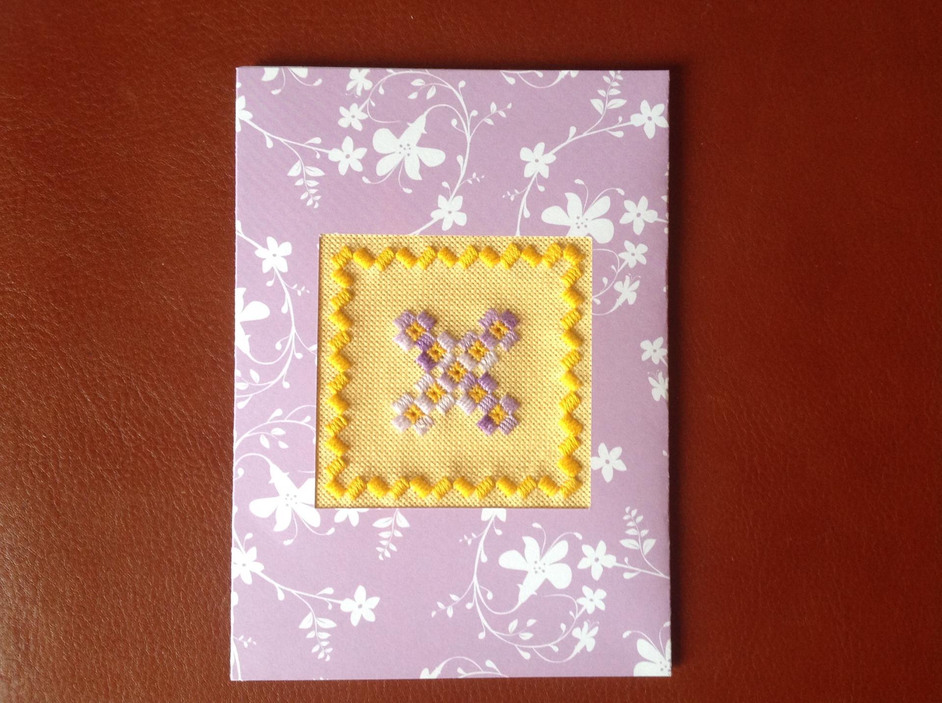 Carte brodée par ma petite fille